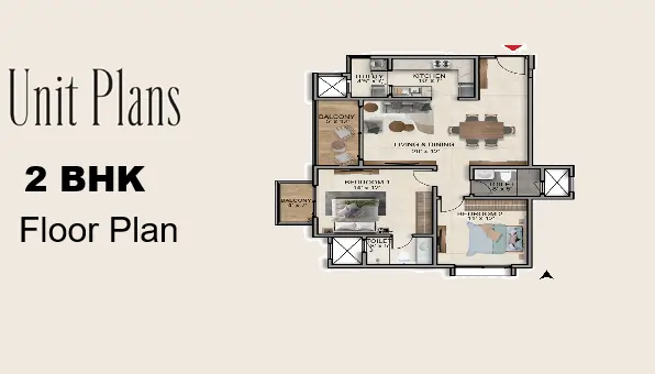 Prestige Rosewood 2 BHK Floor Plan