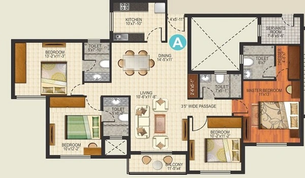Prestige Rosewood 4 BHK Floor Plan