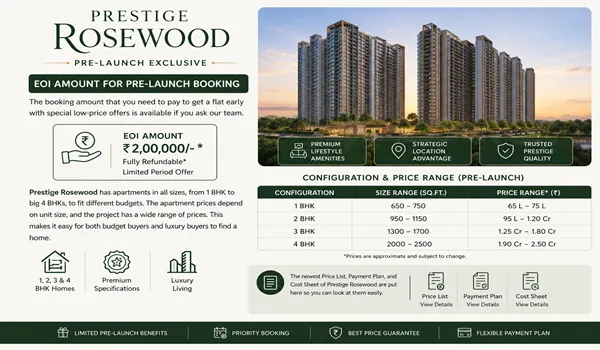 EOI Amount for Pre launch Booking